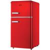 DCG Eltronic MF100RCDP Frigorifero Combinato A Libera Installazione, Autoscongelamento, Termostato Regolabile, Design Retrò, Rosso