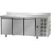 Tavolo Refrigerato 3 porte con alzatina, 460 Lt. Acciaio inox. -2°/+8°C. - Cm. 187x70x85H.