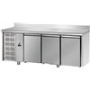 Tavolo Refrigerato 3 porte con alzatina, 460 Lt. Acciaio inox. -2°/+8°C. - Cm. 187x70x85H. *MOTORE A SINISTRA*