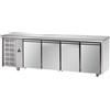 Tavolo Refrigerato 4 porte, 620 Lt. Acciaio inox. -2°/+8°C. - Cm. 232x70x85H. *MOTORE A SINISTRA*