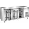 Tavolo Refrigerato 3 porte in vetro, linea eco, 417 Lt. Acciaio inox. -2°/+8°C. Cm. 179,5x70x85H.