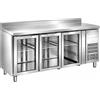 Tavolo Refrigerato 3 porte in vetro, con alzatina, linea eco, 417 Lt. Acciaio inox. -2°/+8°C. Cm. 179,5x70x85H.