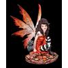 Figuren Shop GmbH Figurina Elfe Autunnale Con Gufo Fantasy Decorazione Arancione 14cm