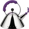 Alessi 9093/VA Bollitore di Design con Manico e Fischietto a Uccellino, Acciaio Inossidabile 18/10 Lucido e PA, vIOLA, 1 litro