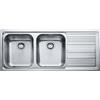 Franke PRONTA CONSEGNA - Franke: Lavello due vasche con gocciolatoio destro da incasso LLX 621 101.0150.851 finitura inox da 116 cm