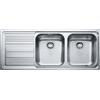 Franke: Lavello due vasche con gocciolatoio sinistro da incasso LLX 621 101.0152.588 finitura inox da 116 cm
