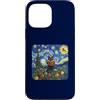Festive Feline Fine Art Custodia per iPhone 13 Pro Max Black Cat Libro di lettura di Natale Starry Winter Night Art