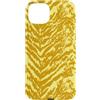 generic Custodia per iPhone 15 Plus Grafica gialla con stampa animalier a righe