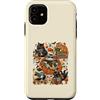 Midnight Cat Reading Club Custodia per iPhone 11 Divertente Halloween Cat Book Lover Ghost Zucca Lettura Art