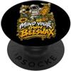 Golden Frame Beekeepers Mind Your Own Beeswax Apicoltura Ape Arnia Frase Ironica PopSockets PopGrip Adesivo