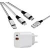 MUTTO Confezione di caricabatterie USB C, adattatore di alimentazione USB C da 10 W, con tipo C e A+ 3 in 1 Multi cavo di ricarica universale da USB a Micro USB/USB-C/Lightning