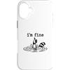 Raccoon Chaos Club Custodia per iPhone 16 Plus Funny Raccoon Im Fine Drowning Thumbs Up Sarcastico Citazione