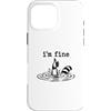 Raccoon Chaos Club Custodia per iPhone 16 Pro Max Funny Raccoon Im Fine Drowning Thumbs Up Sarcastico Citazione