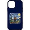 Festive Feline Fine Art Custodia per iPhone 12 mini Black Cat Libro di lettura di Natale Starry Winter Night Art