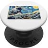 Vincent Van Gogh Tees Mashup di arte giapponese della notte stellata della grande onda PopSockets PopGrip Adesivo