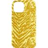 generic Custodia per iPhone 15 Grafica gialla con stampa animalier a righe