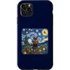 Festive Feline Fine Art Custodia per iPhone 11 Pro Max Black Cat Libro di lettura di Natale Starry Winter Night Art