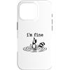Raccoon Chaos Club Custodia per iPhone 16 Pro Funny Raccoon Im Fine Drowning Thumbs Up Sarcastico Citazione