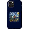 Festive Feline Fine Art Custodia per iPhone 11 Pro Black Cat Libro di lettura di Natale Starry Winter Night Art