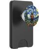 Festive Feline Fine Art Black Cat Libro di lettura di Natale Starry Winter Night Art PopSockets PopWallet per MagSafe