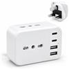 Carehabi Adattatore UK 7 in 1 con 2 USB-C, 2 USB-A e 3 prese AC | Adattatore tipo G 2500 W/10 A per Regno Unito, Irlanda, Singapore, Malesia, EAU, Qatar e Maldive