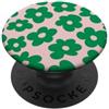 Flower Aesthetic Co. Fiori verdi retrò margherita su rosa PopSockets PopGrip Adesivo