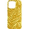 generic Custodia per iPhone 15 Pro Max Grafica gialla con stampa animalier a righe