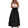 Gratoryna - Gonna lunga da donna in tulle, linea A, con volant, a vita alta, a strati, sottoveste