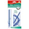 KEYROAD Set di righelli scolastici - Righello da 15 cm - Squadra a 45° - Cartabone 60° - Goniometro 180° - Materiale plastico resistente - Keyroad