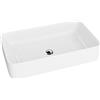 LAVITA Pasana - Lavabo da appoggio, rettangolare, senza troppopieno e foro per rubinetto, in porcellana di alta qualità, moderno lavabo da bagno, 60,5 x 34 x 11 cm, colore: bianco lucido