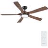 Newday 142cm Grande Ventilatore da Soffitto 5 Pale Colore Legno e Nero | Pala Soffitto con con Luce Dimmerabile e Telecomando,Ventola Soffitto Silenzioso con Plastica ABS per Soggiorno