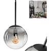 hofstein Lampada a sospensione Gastor, lampada a sospensione in metallo/vetro in nero/fumo/trasparente, design vintage e retrò con paralume in vetro (Ø 15 cm), altezza max. 139,5 cm, 1 lampadina E14, senza