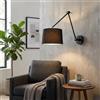 B·LED BARCELONA LED BARCELONA LED Applique Da Parete ELBOW Nera E27 Con Braccio Articolato | Max. 60W, IP20, orientabile ed estensibile, paralume in tessuto, lettura, camera, soggiorno, ingresso, interni