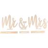 Rayher 62937505 Motivi legno Mr & Mrs, FSCMixCred, naturale, 42x2x14,5cm, 6 pz, bus.blis. 1set