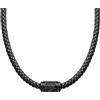 LEAFIA Collana Pelle Uomo - Collana in Vera Pelle con Ciondolo Acciaio Inossidabile Nero, Collana per Uomo Stile Punk, Rock, Streetwear