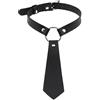 Flongo Choker - Collana in pelle, da uomo, da donna, in stile gotico, colore nero, marrone, argento, con ciondolo regolabile punk rock, 17 cm, Pelle