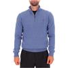 Polo Ralph Lauren Maglione azzurro mezza zip in lana con pony