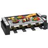 Clatronic Raclette-Grill | Naturstein & Piastra reversibile | 2x 38x11 cm | Snodo 180° | 8 padelline & spatole in legno | Antiaderente | Rivestimento antiaderente | 1200 W | RG 3678