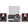 Trevi TT 1072 DAB Giradischi Vintage 25W Tre Velocità (33, 45, 78 Giri) con CD, USB, AUX-IN, Cassette e Radio Digitale, Impianto Stereo All-in-One con Funzione Encoding e Presa Cuffia, Legno