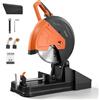 VEVOR Troncatrice con Lama da 355 mm per Taglio a Freddo Motore da 2800 W, per Lavorazione Metalli, Angolo Regolabile da -45° a 45°, con Protezione Rinforzata e Contenitore per Raccolta di Trucioli