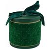 L'Arcolaio Scatola Natalizia Tonda in Velluto Media Velvet Verde D 19,4x18,2 Cm
