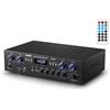 Donner Amplificatore di potenza Audio Bluetooth 5.0, Amplificatore Audio Stereo 4 Canali, Amplificatore HiFi 440W con USB, SD, FM, 2 Microfono IN Echo, RCA, LED per Studio, Casa, MAMP5