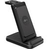 goobay Caricabatterie wireless 3 in 1, 15 W, caricatore Qi per cellulare, orologio e auricolari