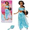 Disney Store Bambola Ufficiale Classica per Bambini Principessa Jasmine, Aladdin, 29 cm, Include Spazzola con Dettagli modellati, Completamente posizionabile - per Bimbi dai 3 Anni in su