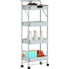 HOMCOM Carrello scorrevole a 4 ripiani con cassetto, Verde | Carrello scorrevole con vassoio e cesti, per cucina, soggiorno, bagno, ufficio