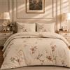 B O S A L O N I HOME Set Copripiumino Matrimoniale 4 Pezzi 220x230 con Lenzuolo 160x200+35 e 2 Federe 50x80 - Microfibra Morbida Traspirante - Bouquet Harmony Collection (Bouquet Moka)