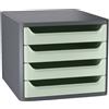 CEP Cassettiera 4 cassetti 1400 F grigio\verde salvia First by Cep