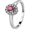 BLISS Anello in oro bianco 18 kt con diamante e rubino misura 13 bliss
