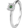 BLISS Anello oro bianco diamanti 0,3 ct smeraldo 0,06 ct rugiada bliss