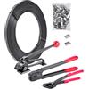 VEVOR Set di Reggiatura per Cinghie Metalliche, Reggetta Flessibile in Acciaio Rotolo Lunghezza 183 m, 300 Sigilli Metallici, Reggiatrice Manuale per Pallet Magazzini Trasporti Imballaggi Industriali